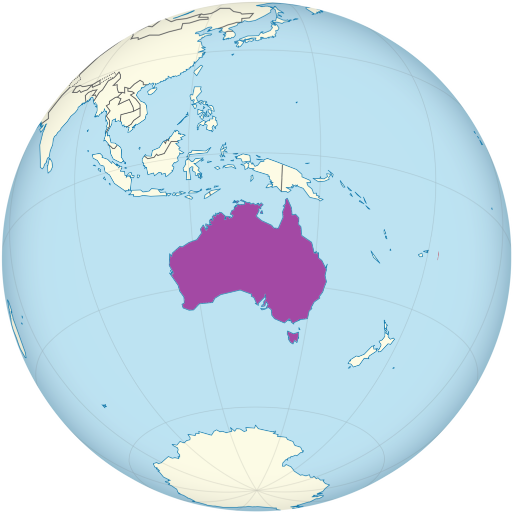 Carte de localisation de l'Australie.