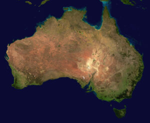 Photographie satellite composée de l'Australie.