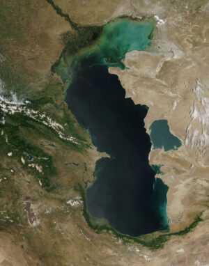 Image satellite de la mer Caspienne