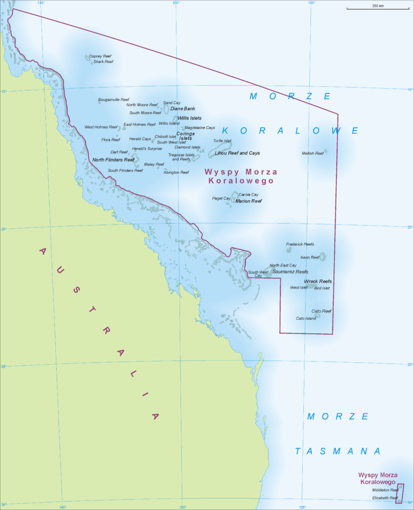 Carte des îles de la mer de Corail.