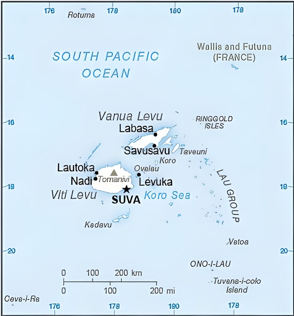 Carte des principales îles des Fidji