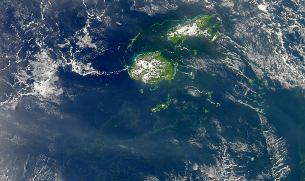 Floraison planctonique au sud de Fidji dans l'océan Pacifique sud