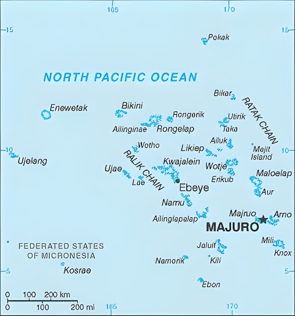 Carte des principales villes des Îles Marshall