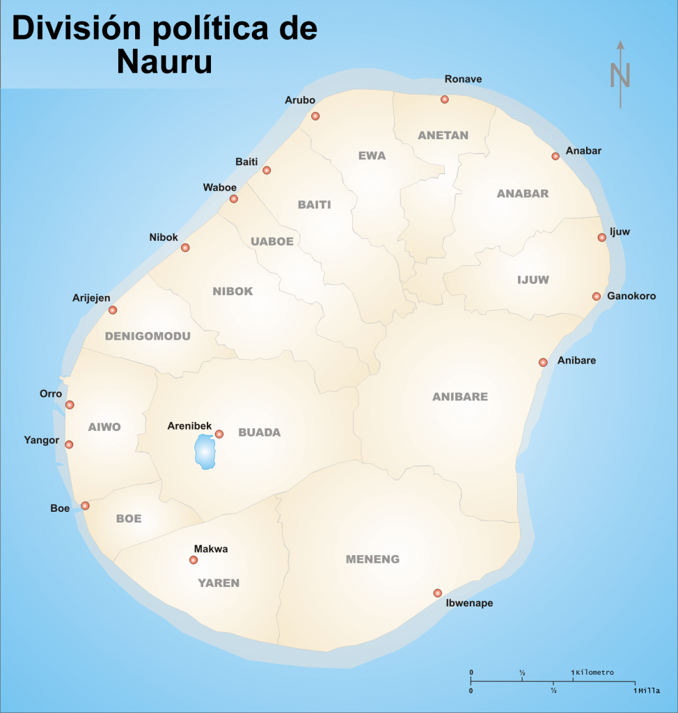Carte des villages de Nauru