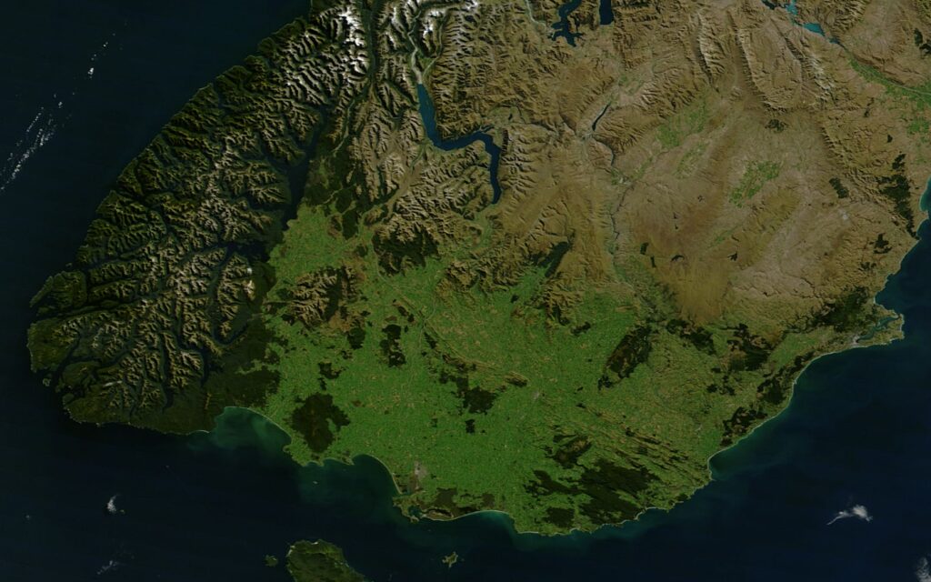 Image satellite de Te Wāhipounamu