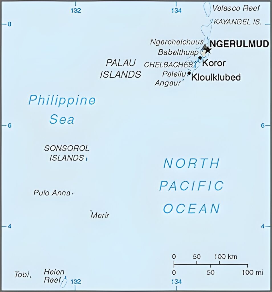 Carte des villes et villages des Palaos