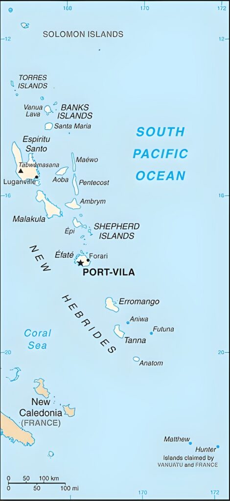 Carte des principales îles du Vanuatu