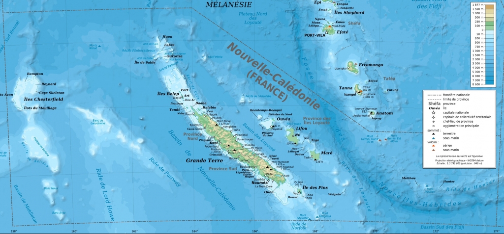 Carte des principales villes de Nouvelle-Calédonie