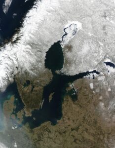 Image satellite de la mer Baltique.