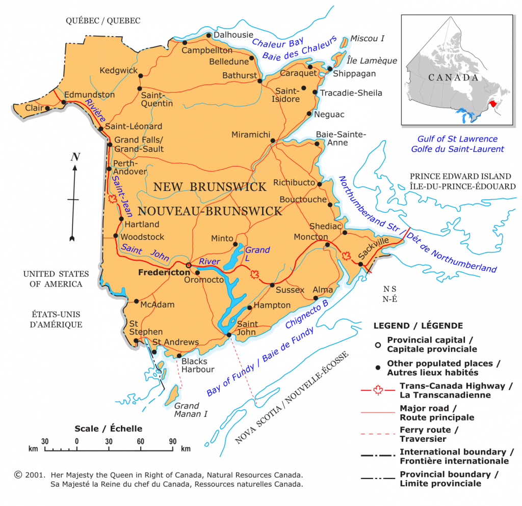 Carte du Nouveau-Brunswick