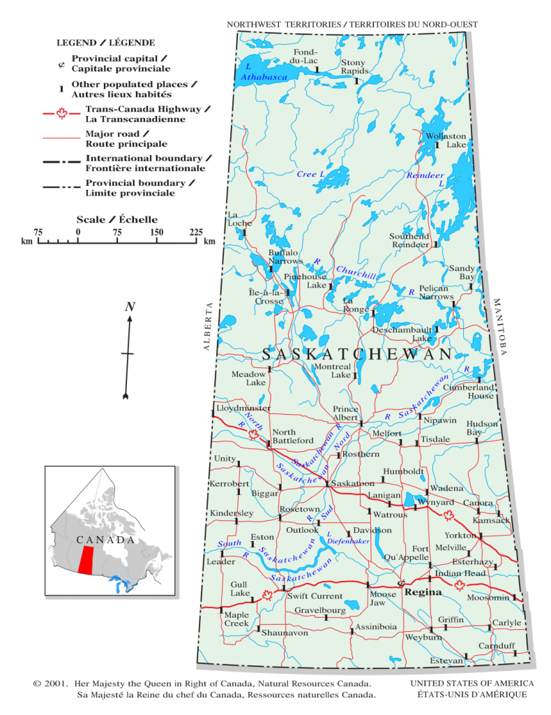 Carte de la Saskatchewan