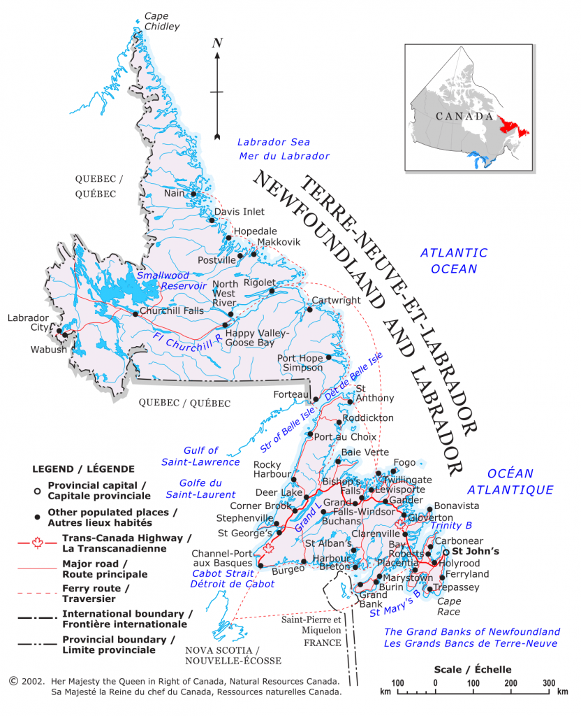 Carte de Terre-Neuve-et-Labrador