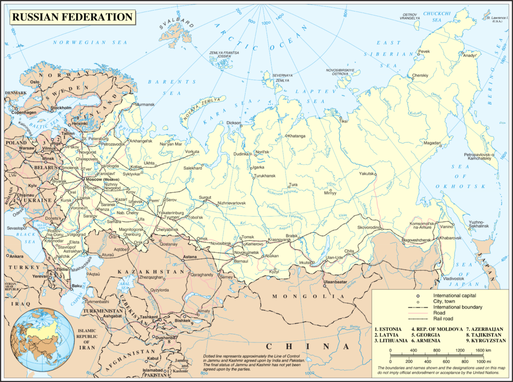 Carte des principales villes de Russie.