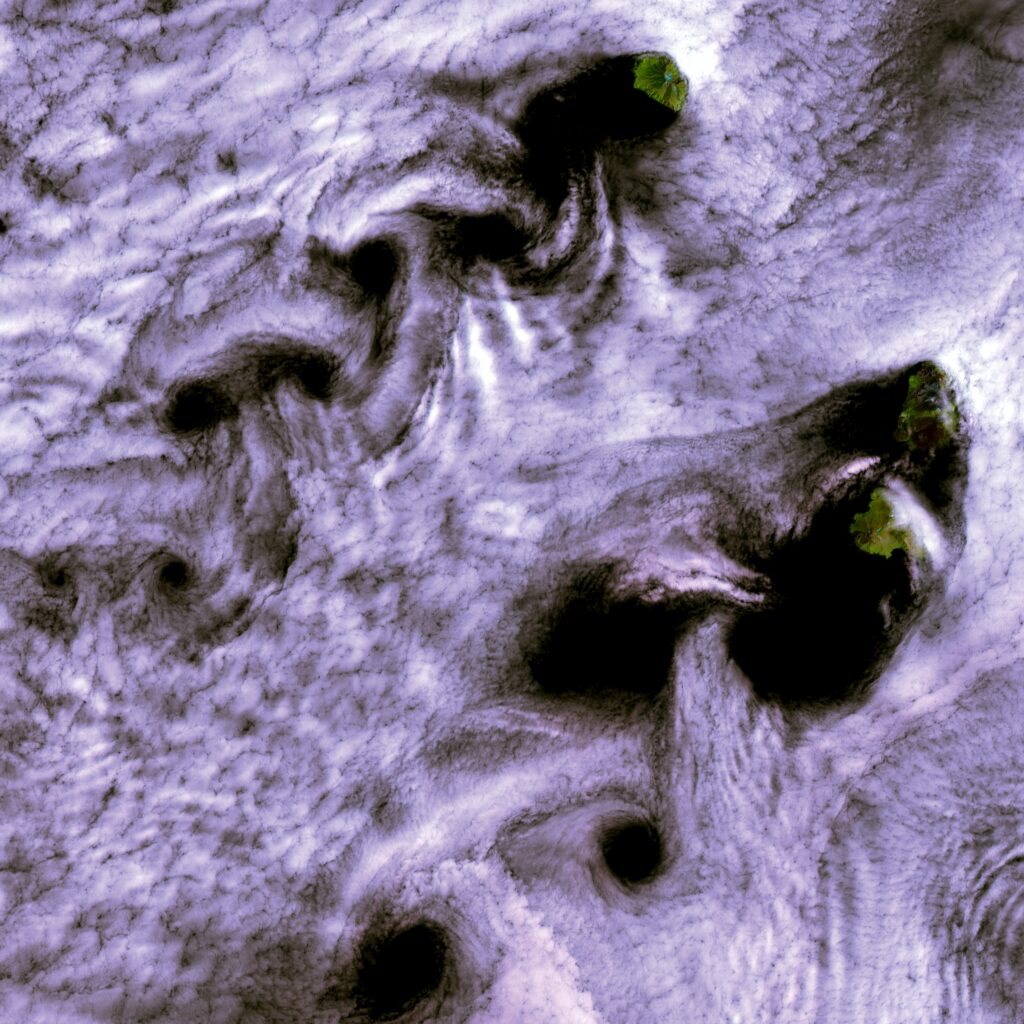 Image satellite d'Allée de tourbillons de Karman