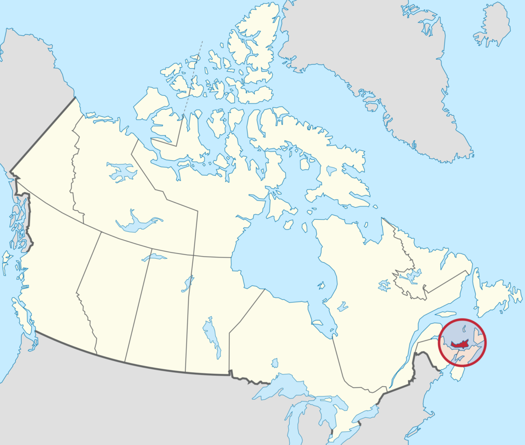 Carte de localisation de l'Île-du-Prince-Édouard au Canada.