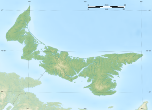 Carte physique vierge de l'Île-du-Prince-Édouard.