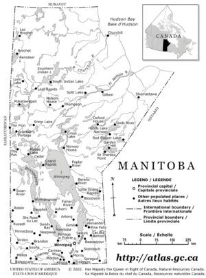 Carte des principales communautés du Manitoba