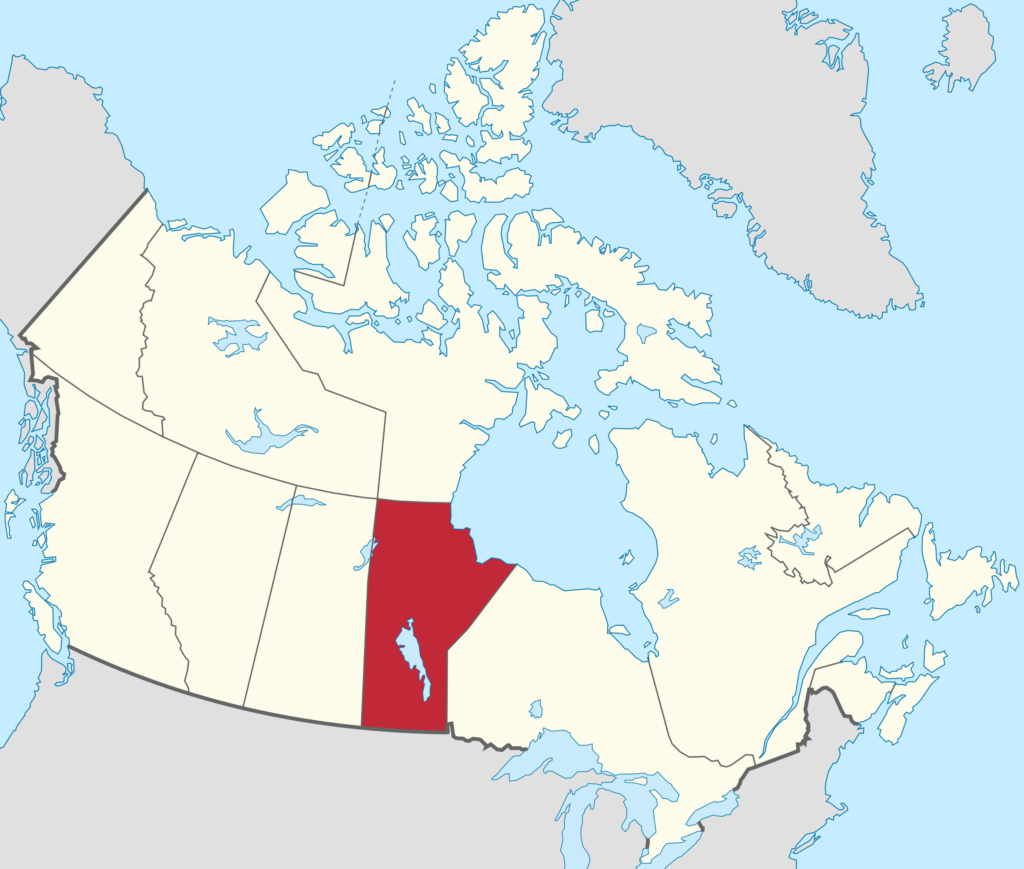 Carte de localisation du Manitoba au Canada.