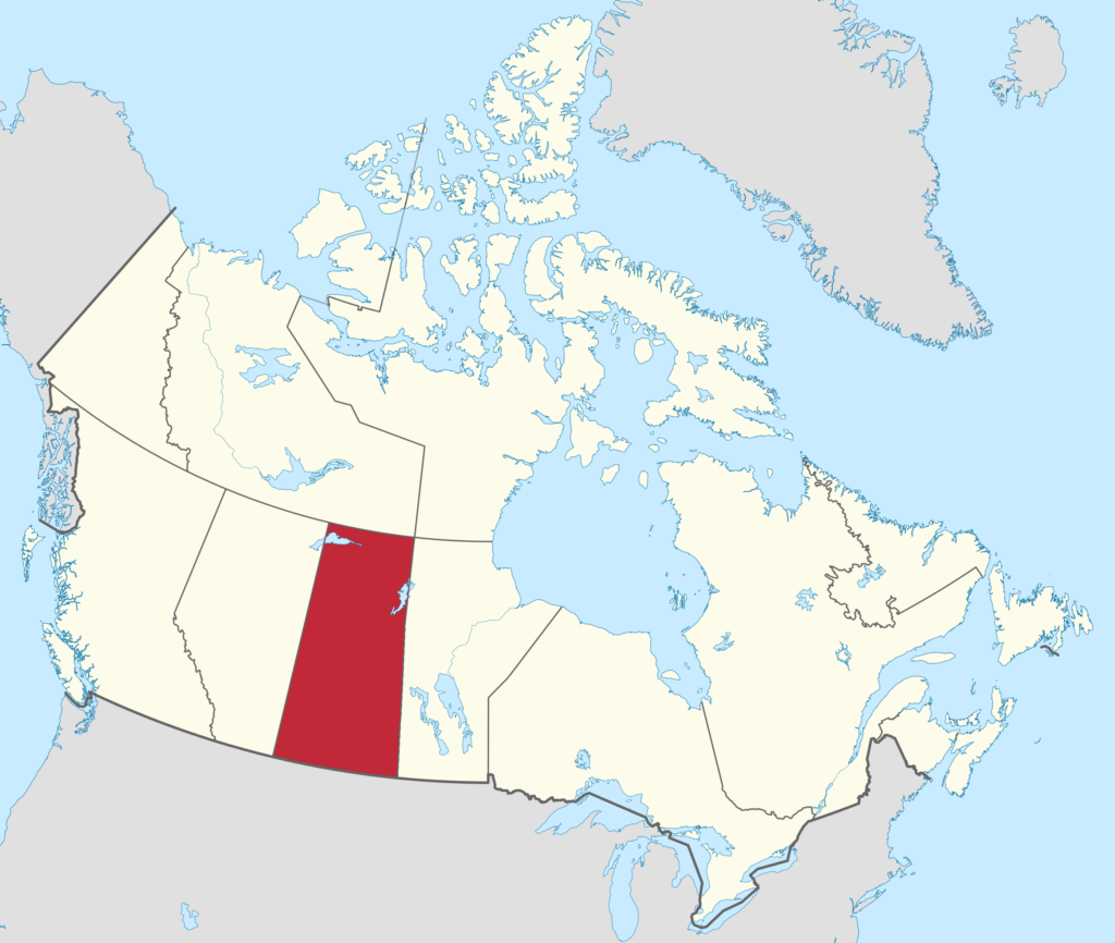 Carte de localisation de la Saskatchewan au Canada.