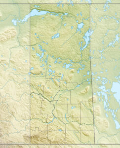 Carte physique vierge de la Saskatchewan.