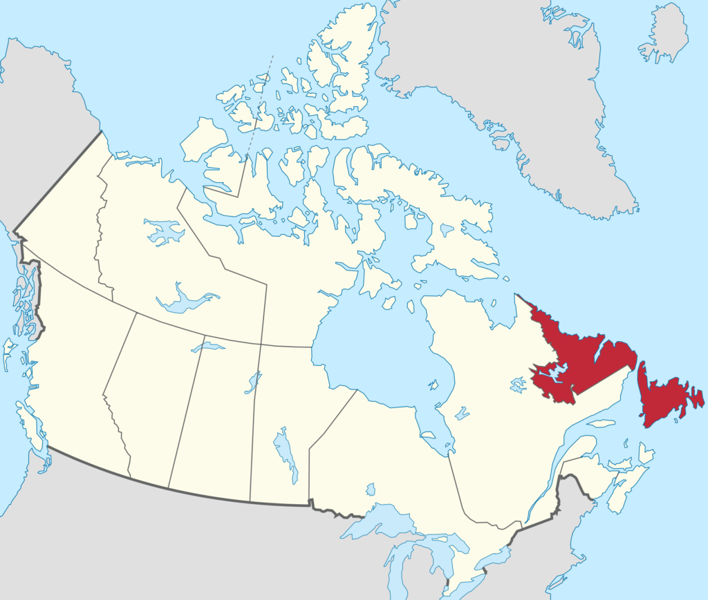 Carte de localisation de Terre-Neuve-et-Labrador.