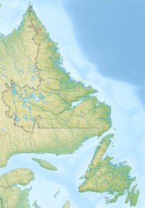 Carte physique vierge de Terre-Neuve-et-Labrador.