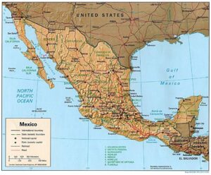 Carte de relief ombragé du Mexique
