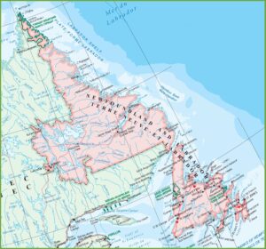 Carte des villes de Terre-Neuve-et-Labrador