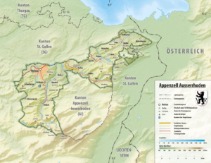 Carte du canton d’Appenzell Rhodes-Extérieures