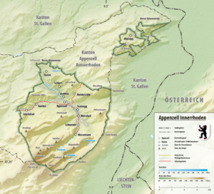 Carte du canton d’Appenzell Rhodes-Intérieures