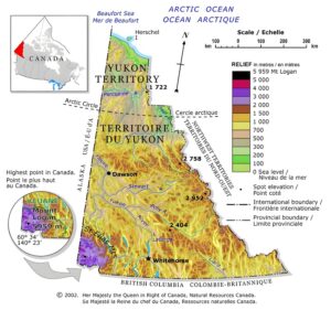 Carte physique du Yukon