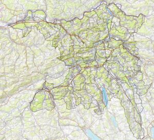 Carte physique du canton d’Argovie.