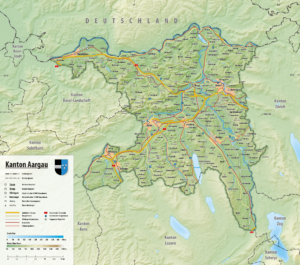 Carte topographique du canton d’Argovie.