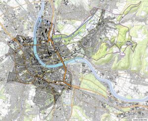 Carte physique du canton de Bâle-Ville.