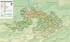 Carte topographique du canton de Bâle-Campagne.