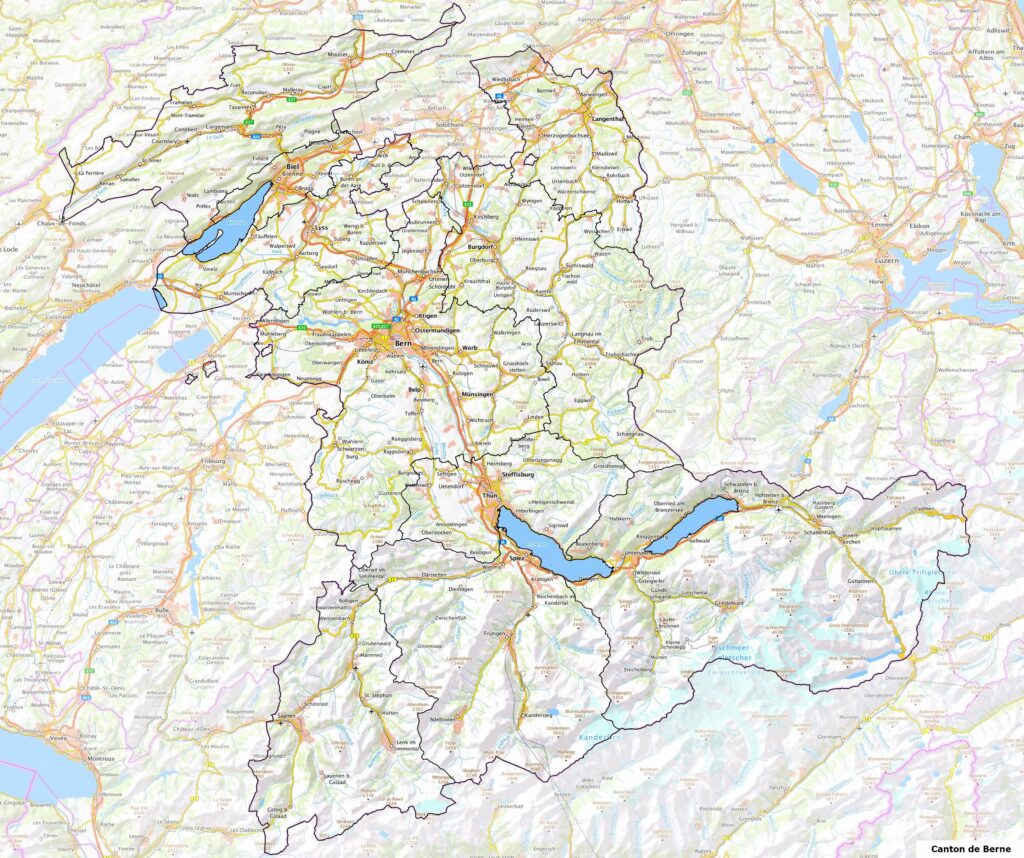 Carte du canton de Berne.