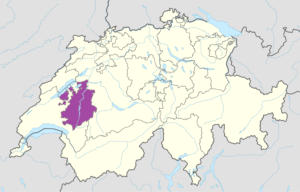 Carte de localisation du canton de Fribourg.