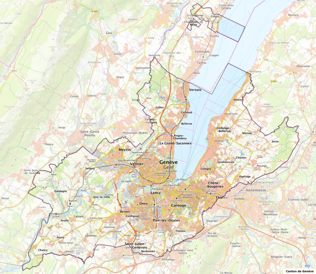 Carte du canton de Genève.