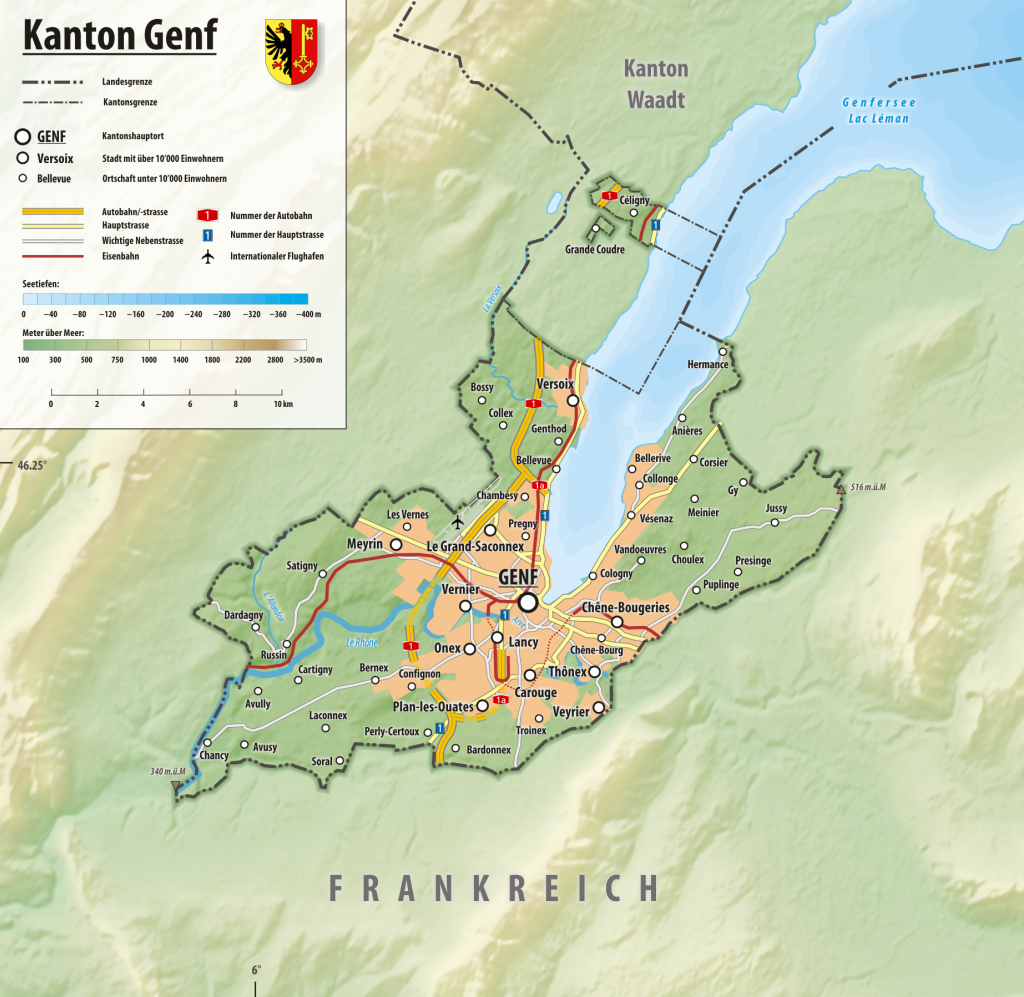Carte du canton de Genève