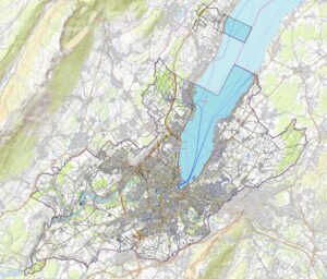 Carte physique du canton de Genève.