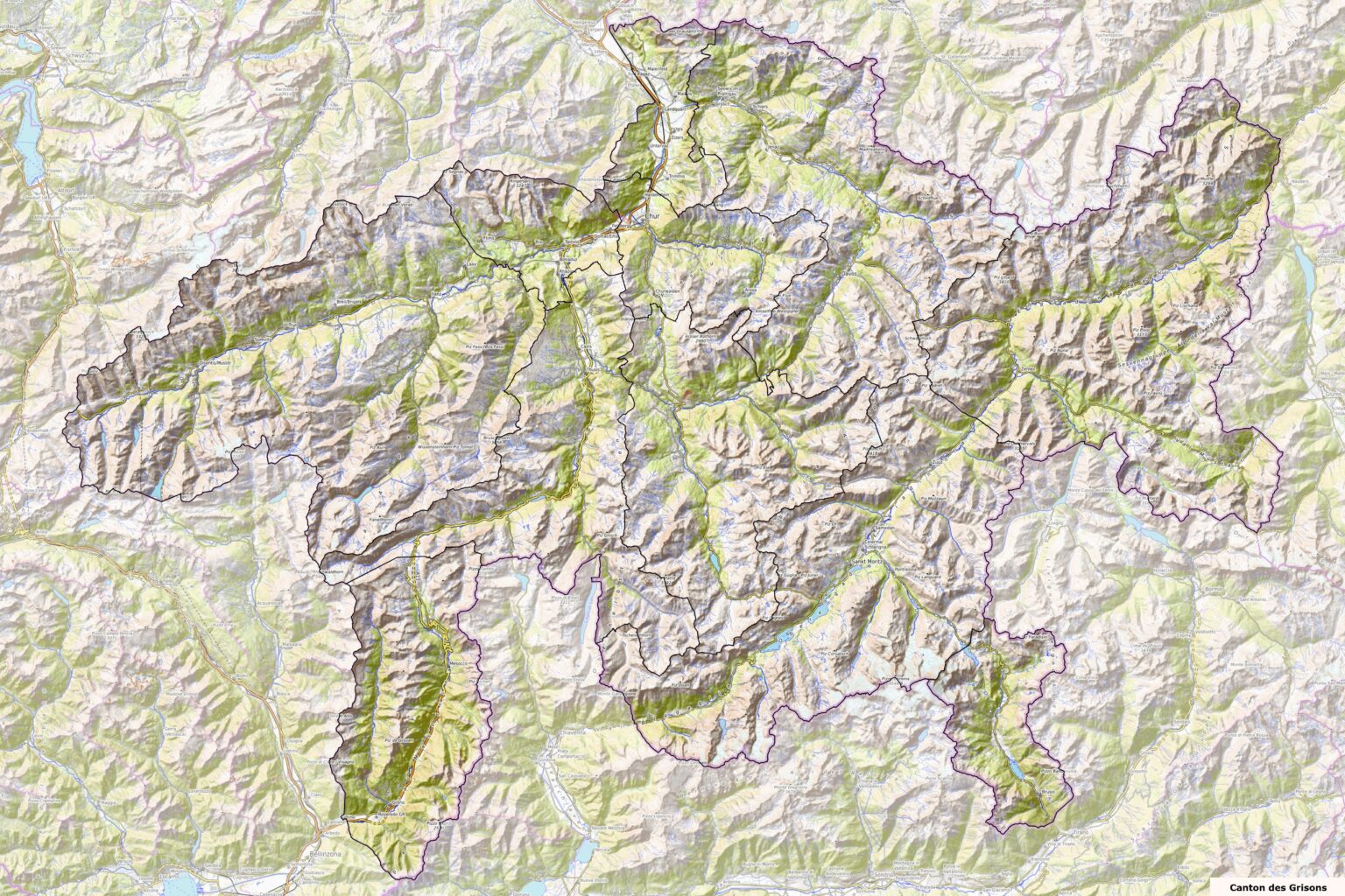 Carte du canton des Grisons