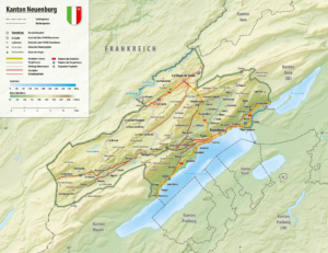 Carte du canton de Neuchâtel