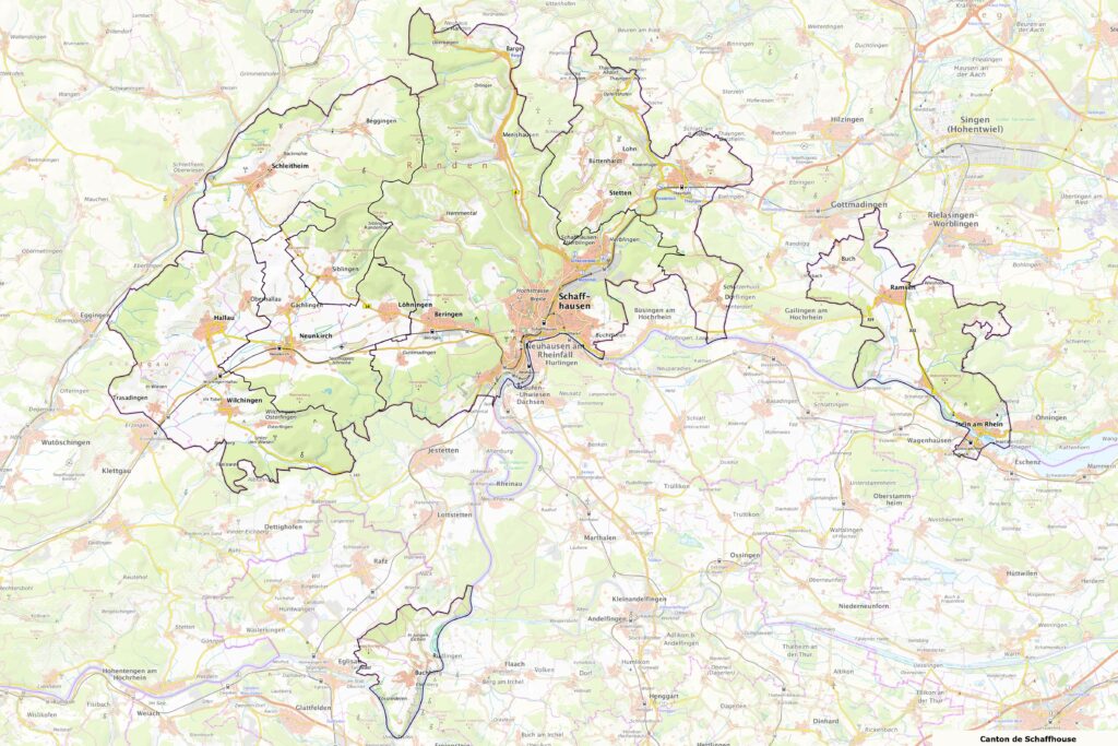 Carte du canton de Schaffhouse.