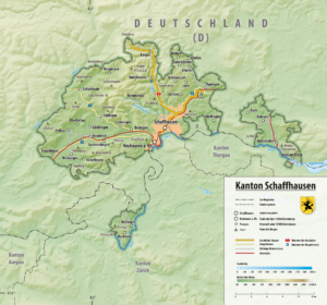 Carte topographique du canton de Schaffhouse.