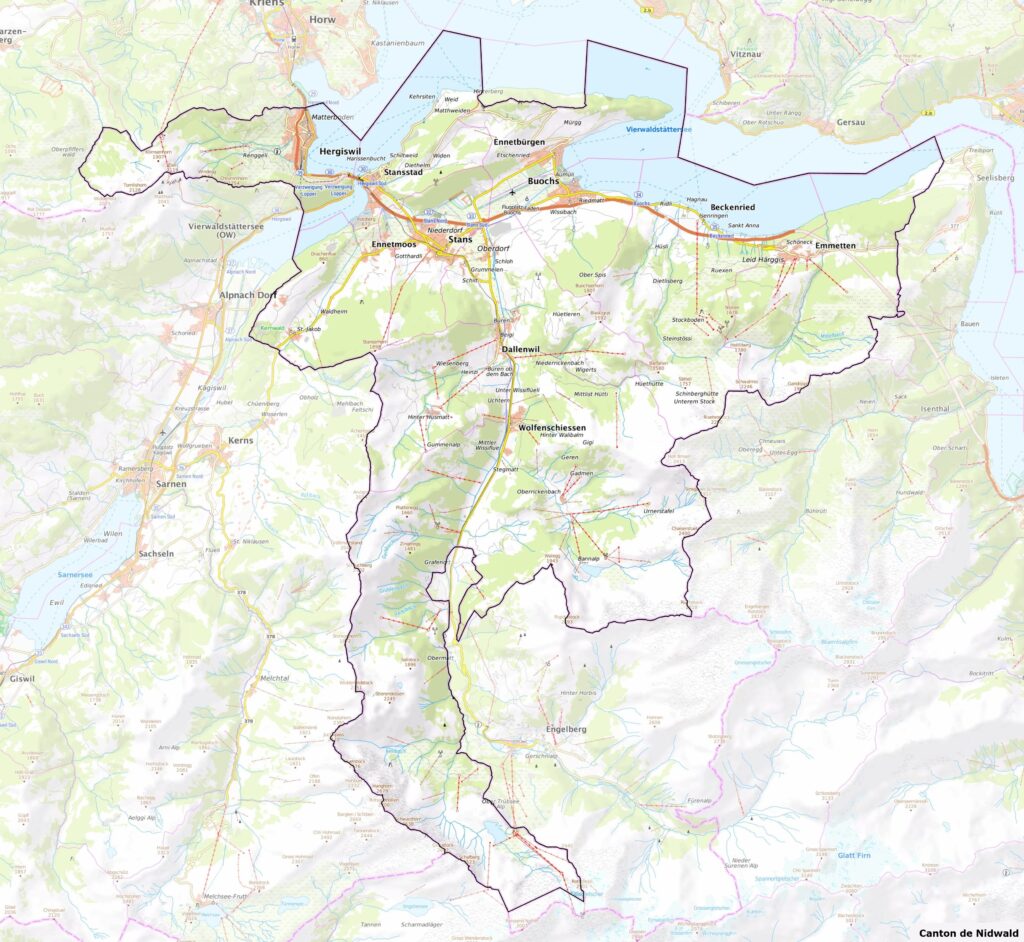 Carte du canton de Nidwald.