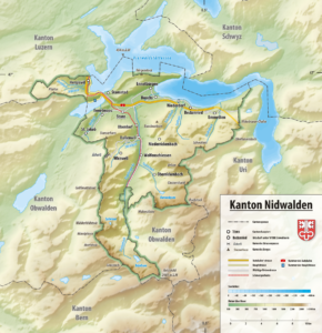 Carte topographique du canton de Nidwald.