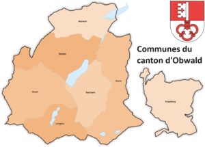 Carte des communes du canton d'Obwald.