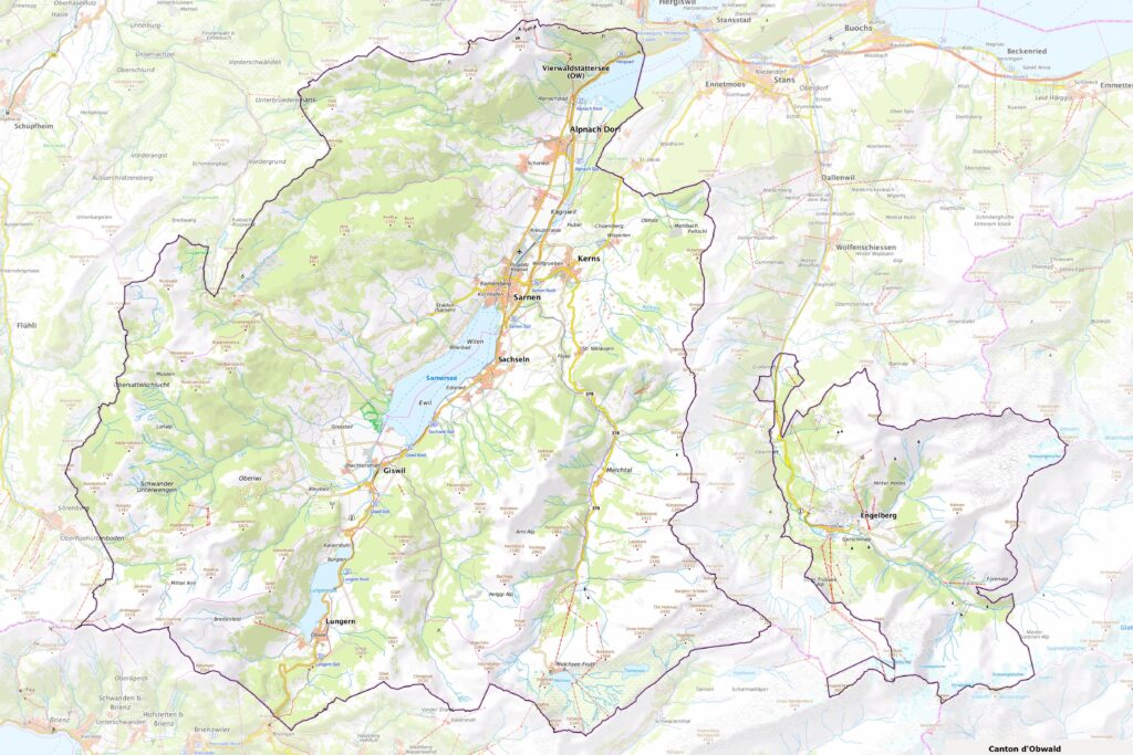 Carte du canton d'Obwald.