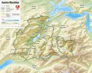 Carte topographique du canton d’Obwald.