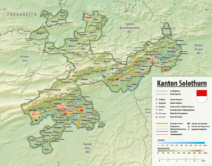 Carte topographique du canton de Soleure.